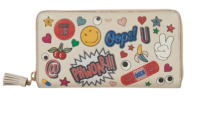 Anya Hindmarch Sticker Purse, £80, Accessories, White, Leather, Front view